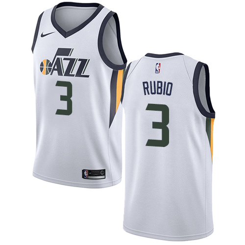 Men's Adidas Utah Jazz #3 Ricky Rubio Authentic White Home NBA Jersey