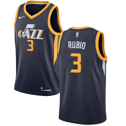 Men's Nike Utah Jazz #3 Ricky Rubio Swingman Navy Blue Road NBA Jersey - Icon Edition