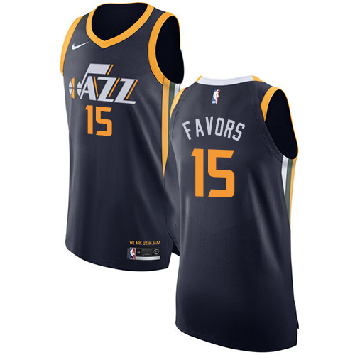 Youth Nike Utah Jazz #15 Derrick Favors Authentic Navy Blue Road NBA Jersey - Icon Edition