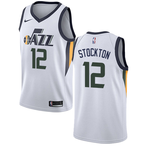 Youth Adidas Utah Jazz #12 John Stockton Authentic White Home NBA Jersey