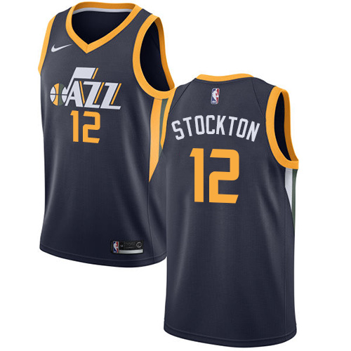 Youth Nike Utah Jazz #12 John Stockton Swingman Navy Blue Road NBA Jersey - Icon Edition