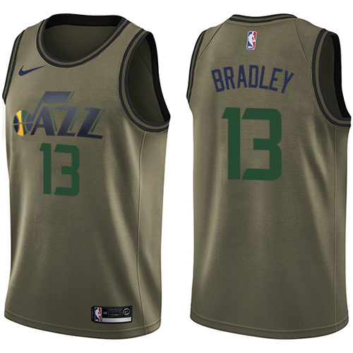 Men's Nike Utah Jazz #13 Tony Bradley Swingman Green Salute to Service NBA Jersey