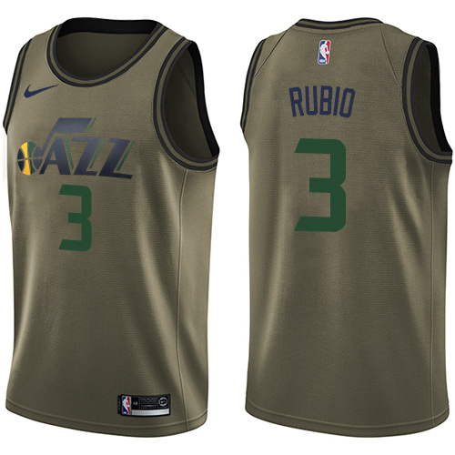 Men's Nike Utah Jazz #3 Ricky Rubio Swingman Green Salute to Service NBA Jersey