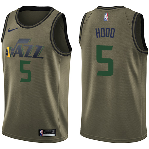 Men's Nike Utah Jazz #5 Rodney Hood Swingman Green Salute to Service NBA Jersey