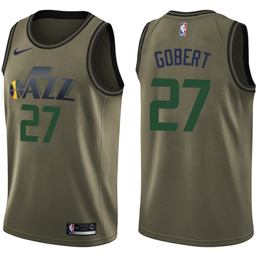 Youth Nike Utah Jazz #27 Rudy Gobert Swingman Green Salute to Service NBA Jersey