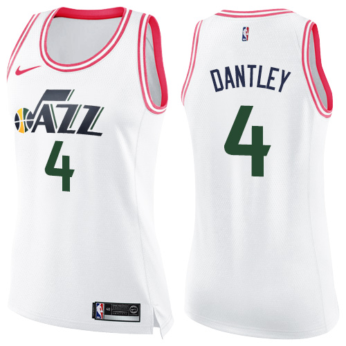 Women's Nike Utah Jazz #4 Adrian Dantley Swingman White/Pink Fashion NBA Jersey