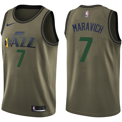 Men's Nike Utah Jazz #7 Pete Maravich Swingman Green Salute to Service NBA Jersey