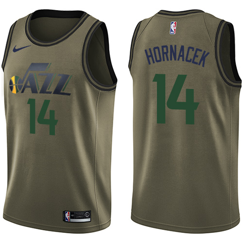 Men's Nike Utah Jazz #14 Jeff Hornacek Swingman Green Salute to Service NBA Jersey