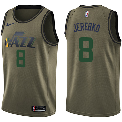 Men's Nike Utah Jazz #8 Jonas Jerebko Swingman Green Salute to Service NBA Jersey