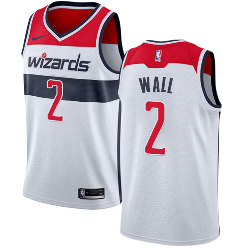 Men's Nike Washington Wizards #2 John Wall Authentic White Home NBA Jersey - Association Edition