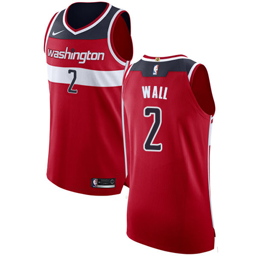 Men's Nike Washington Wizards #2 John Wall Authentic Red Road NBA Jersey - Icon Edition