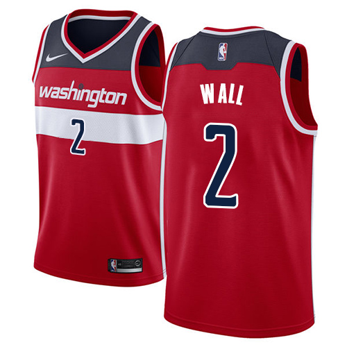 Men's Nike Washington Wizards #2 John Wall Swingman Red Road NBA Jersey - Icon Edition