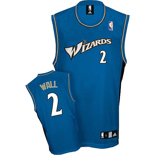 Men's Adidas Washington Wizards #2 John Wall Authentic Blue NBA Jersey