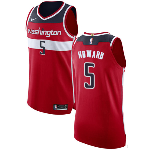 Men's Nike Washington Wizards #5 Juwan Howard Authentic Red Road NBA Jersey - Icon Edition