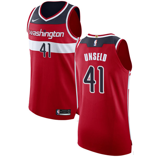 Men's Nike Washington Wizards #41 Wes Unseld Authentic Red Road NBA Jersey - Icon Edition