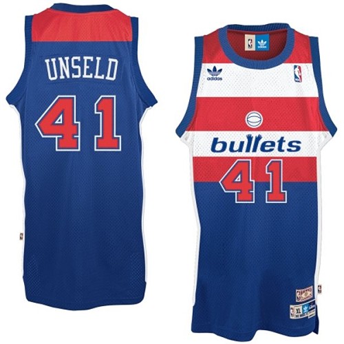 Men's Adidas Washington Wizards #41 Wes Unseld Authentic Blue Bullets Throwback NBA Jersey