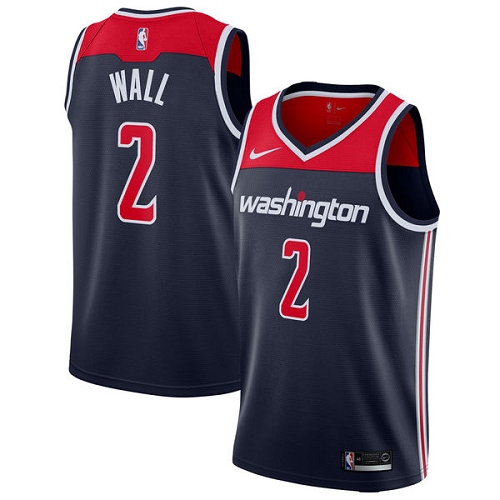 Men's Adidas Washington Wizards #2 John Wall Authentic Navy Blue NBA Jersey Statement Edition