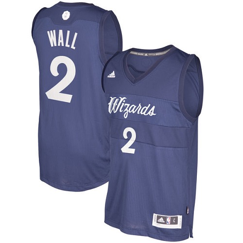 Men's Adidas Washington Wizards #2 John Wall Authentic Navy Blue 2016-2017 Christmas Day NBA Jersey
