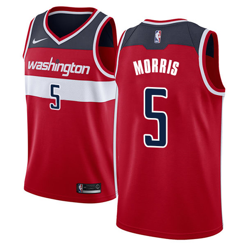 Men's Nike Washington Wizards #5 Markieff Morris Swingman Red Road NBA Jersey - Icon Edition