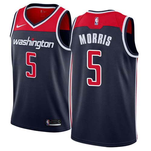 Men's Adidas Washington Wizards #5 Markieff Morris Authentic Navy Blue NBA Jersey Statement Edition