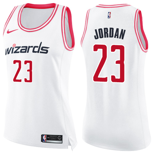Women's Nike Washington Wizards #23 Michael Jordan Swingman White/Pink Fashion NBA Jersey