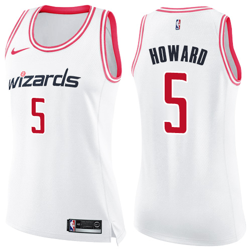 Women's Nike Washington Wizards #5 Juwan Howard Swingman White/Pink Fashion NBA Jersey
