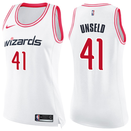 Women's Nike Washington Wizards #41 Wes Unseld Swingman White/Pink Fashion NBA Jersey