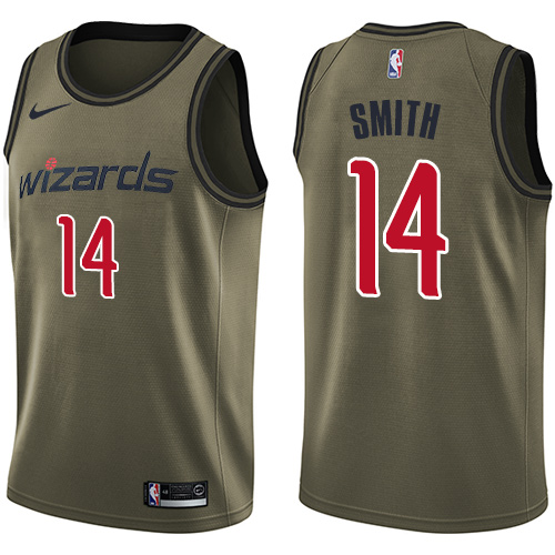 Men's Nike Washington Wizards #14 Jason Smith Swingman Green Salute to Service NBA Jersey