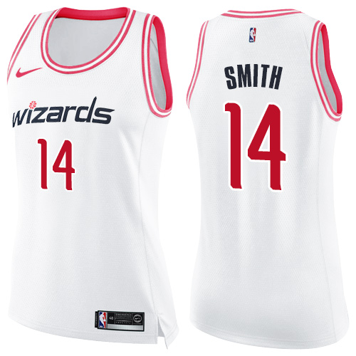 Women's Nike Washington Wizards #14 Jason Smith Swingman White/Pink Fashion NBA Jersey