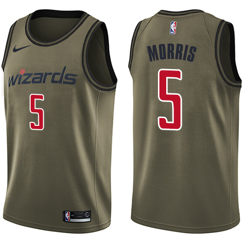 Men's Nike Washington Wizards #5 Markieff Morris Swingman Green Salute to Service NBA Jersey