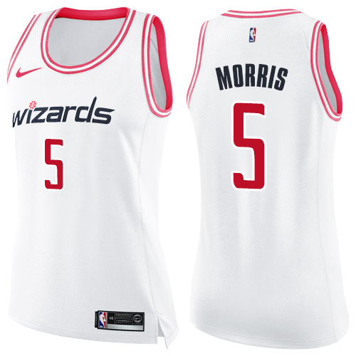 Women's Nike Washington Wizards #5 Markieff Morris Swingman White/Pink Fashion NBA Jersey