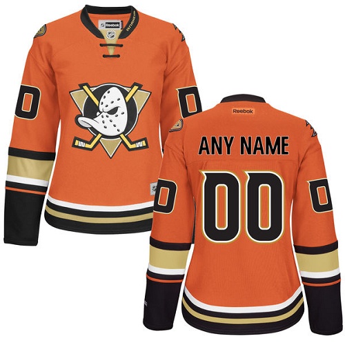 Women's Reebok Anaheim Ducks Customized Authentic Orange Third NHL Jersey