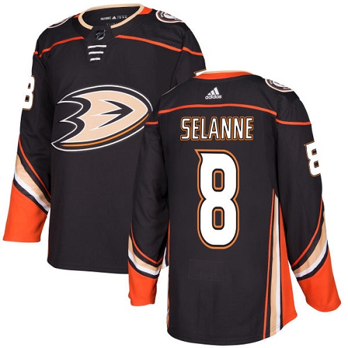 Men's Adidas Anaheim Ducks #8 Teemu Selanne Authentic Black Home NHL Jersey