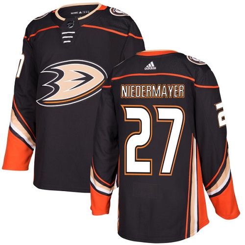 Men's Adidas Anaheim Ducks #27 Scott Niedermayer Premier Black Home NHL Jersey