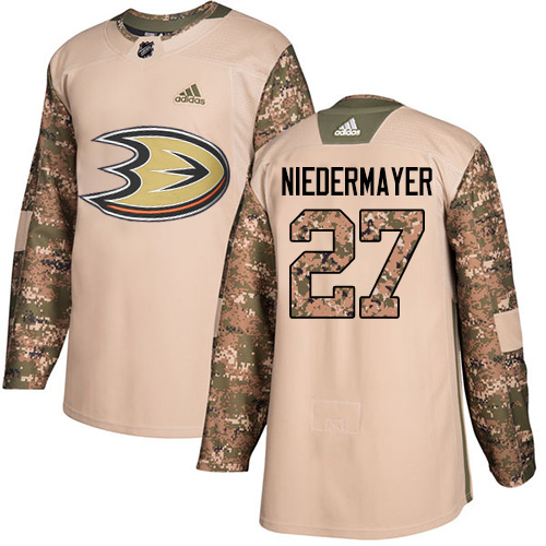 Men's Adidas Anaheim Ducks #27 Scott Niedermayer Authentic Camo Veterans Day Practice NHL Jersey