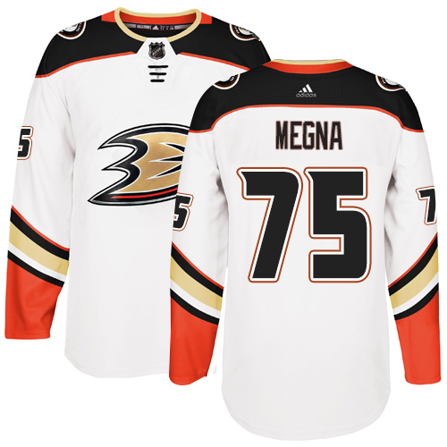 Men's Reebok Anaheim Ducks #75 Jaycob Megna Authentic White Away NHL Jersey