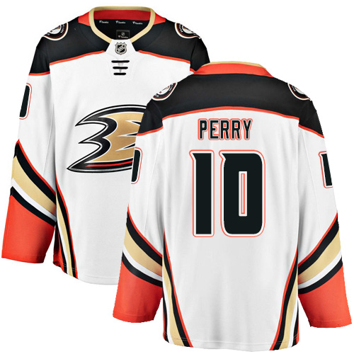 Men's Anaheim Ducks #10 Corey Perry Authentic White Away Fanatics Branded Breakaway NHL Jersey
