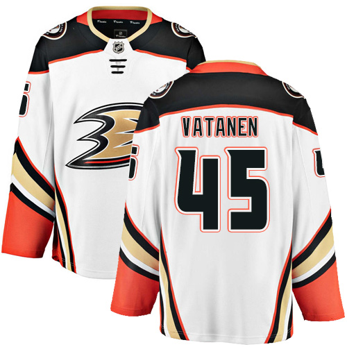 Men's Anaheim Ducks #45 Sami Vatanen Authentic White Away Fanatics Branded Breakaway NHL Jersey