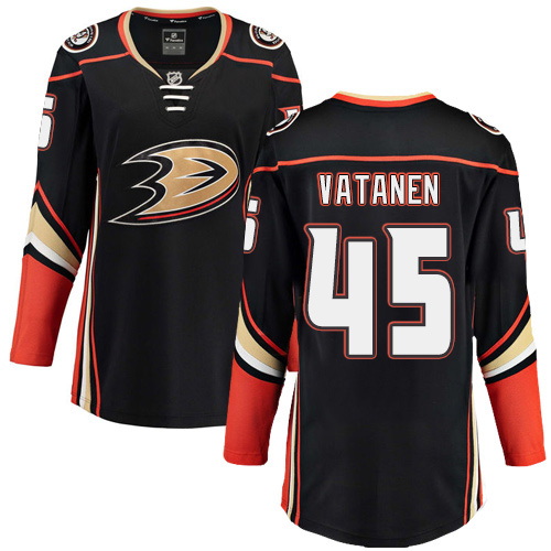 Women's Anaheim Ducks #45 Sami Vatanen Authentic Black Home Fanatics Branded Breakaway NHL Jersey