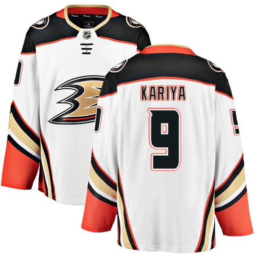 Men's Anaheim Ducks #9 Paul Kariya Authentic White Away Fanatics Branded Breakaway NHL Jersey