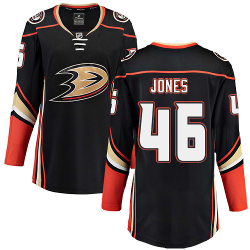 Women's Anaheim Ducks #46 Max Jones Authentic Black Home Fanatics Branded Breakaway NHL Jersey