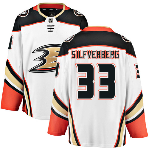 Men's Anaheim Ducks #33 Jakob Silfverberg Authentic White Away Fanatics Branded Breakaway NHL Jersey