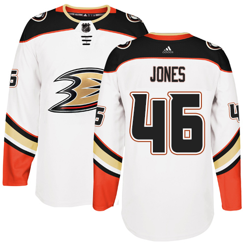 Men's Reebok Anaheim Ducks #46 Max Jones Authentic White Away NHL Jersey