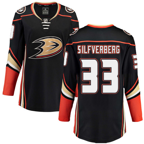 Women's Anaheim Ducks #33 Jakob Silfverberg Authentic Black Home Fanatics Branded Breakaway NHL Jersey