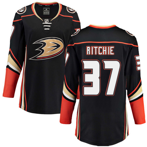 Women's Anaheim Ducks #37 Nick Ritchie Authentic Black Home Fanatics Branded Breakaway NHL Jersey