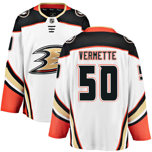 Men's Anaheim Ducks #50 Antoine Vermette Authentic White Away Fanatics Branded Breakaway NHL Jersey