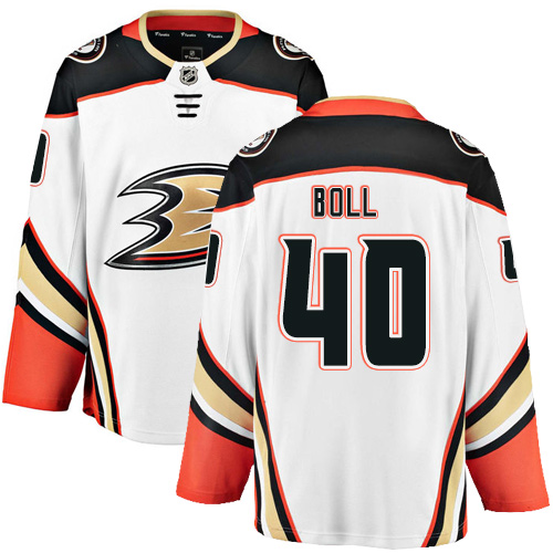 Men's Anaheim Ducks #40 Jared Boll Authentic White Away Fanatics Branded Breakaway NHL Jersey