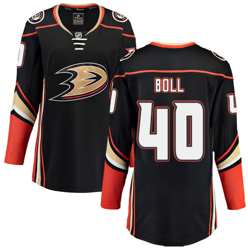 Women's Anaheim Ducks #40 Jared Boll Authentic Black Home Fanatics Branded Breakaway NHL Jersey