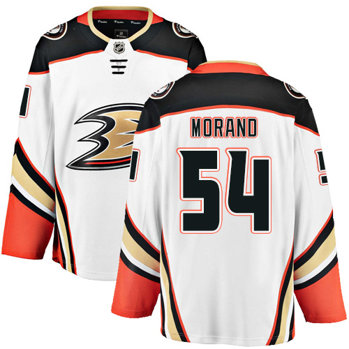 Men's Anaheim Ducks #54 Antoine Morand Authentic White Away Fanatics Branded Breakaway NHL Jersey