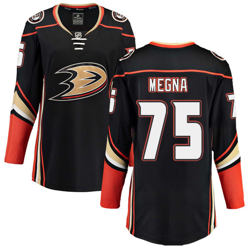 Women's Anaheim Ducks #75 Jaycob Megna Authentic Black Home Fanatics Branded Breakaway NHL Jersey